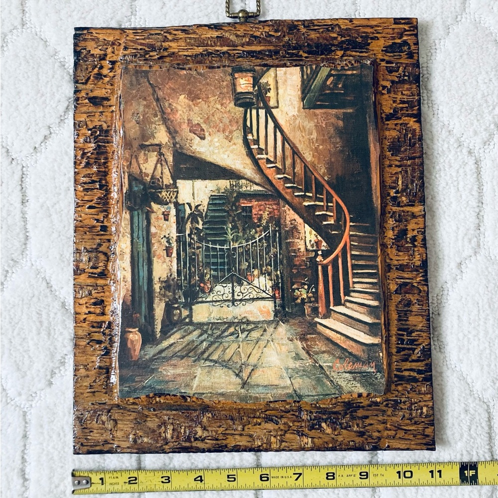 framed print titled "Four Courtyards" by O.L. Coleman, on Rustic wooden Frame - Picture 8 of 12